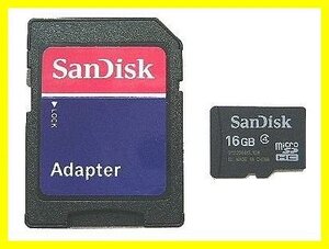 新品 SanDisk Class4 SDアダプタ付 microSDHCカード16GB