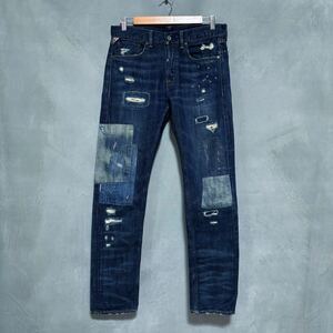 Denim&Supply Ralph Lauren デニムサプライ ラルフローレン パッチワーク 襤褸 BORO ダメージ リペア デニムパンツ size.W31L32 インディゴ