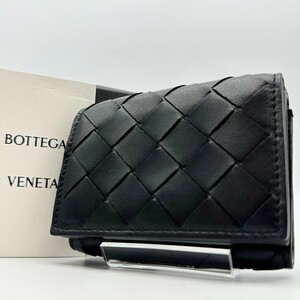 未使用品美品☆ BOTTEGA VENETA ボッテガヴェネタ マキシイントレチャート 三つ折り財布 レザー コインケース 男女兼用 メンズ レディース