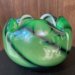 美品 レア 長期保管品【NARUMI GLASS 花瓶】鳴海製陶 花入 小物入れ インテリア 置物 アンティークガラス製　Vase