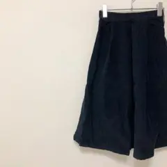 ZARA ザラ フレアスカート ミドル丈 コーデュロイ ネイビー