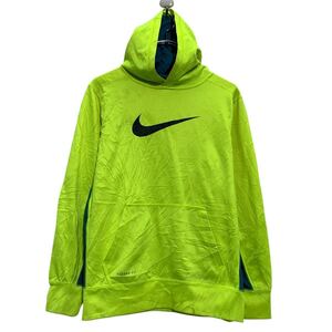 NIKE ロゴスウェット パーカー XL キッズ 160～ 蛍光色 ナイキ プルオーバー ポケット スポーティー 古着卸 アメリカ仕入 a611-7340