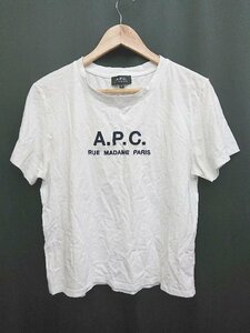 ◇ A.P.C. アー ペー セー クルーネック ロゴ刺繍 カジュアル 半袖 tシャツ サイズM オフホワイト系 レディース P