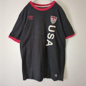 UMBRO アンブロ Tシャツ リンガー USA 黒 赤 古着