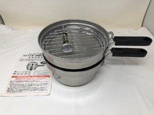 ◆未使用 保管品 オークス 日本製 IH対応 天ぷら鍋セット オイルポット 温度計付 シルバー 2L T23◆13816★