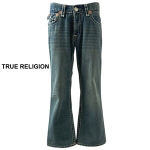 USA製 true religion トゥルーレリジョン メンズ 34 billy super T フレア デニム パンツ ジーンズ Gパン ジーパン メンズ 34 Y2K 00s 90s