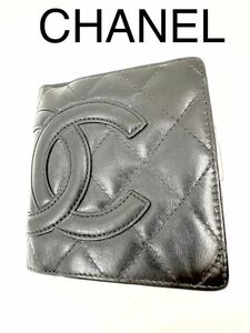 CHANEL シャネル　がま口　カンボンライン　財布 折り財布　ウォレット ブラック レザー 二つ折り 札入れ 小銭入れ ブラック