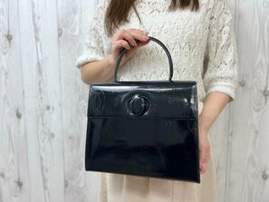 美品 Cartier カルティエ ハッピーバースデー ハンドバッグ バッグ レザー 紺 75341Y