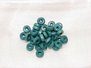 ウッドビーズ 約7.5x3mm 平丸玉・ブルー約100個 56-BL(B)