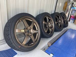 【超美品 走行約50km】RAYS レイズ VOLK RACING TE37 SAGA S-plus BR ブロンズ 18x8.5J+50 NEOVA ネオバ 225/40R18 4本セット GRヤリス