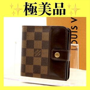 ルイヴィトン コンパクトジップ 二つ折り財布 財布 正規品 本物 LOUISVUITTON ダミエ エベヌ ヴィトン