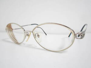 【34】Chopard　CD1503T　Ti-P　ショパール　ダイヤモンド　約0.025ct　1.8mm　シルバーｘネイビーラメ　眼鏡　状態良品