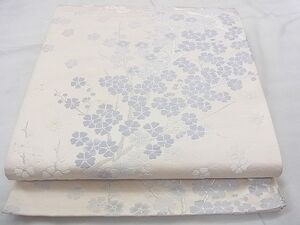 平和屋着物◎六通柄袋帯　唐織　桜　銀糸　逸品　BAAJ8904qt