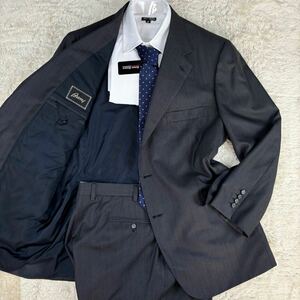 1円美品希少サイズ! XXL.2XL~XXXL.3XL ブリオーニ Brioni【王者の称号】スーツセットアップ 総裏 裏地総柄 段返り3Bシルク混メンズグレー54