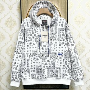 人気EU製＆定価4万◆UABONI*Paris*パーカー*ユアボニ*パリ発◆スーピマ綿 薄手 ICT カシューナッツ柄 フーディジャケット トレーナー L/48