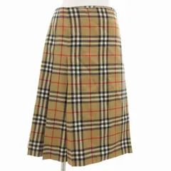 バーバリー ロンドン BURBERRY LONDON ラップスカート 巻き フレア ギャザー ノバチェック レザーベルト ひざ丈 44 XL ベージュ /FF ■GY14