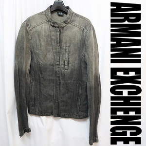 アルマーニエクスチェンジ ARMANI EXCHANGE A/X コットンシングルライダースジャケット 灰Ｓ ブルゾン パーカー ウインドブレーカー 020606