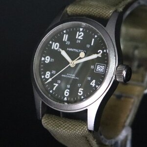 HAMILTON Khaki ハミルトン カーキ フィールド メカニカル H693190 手巻き 全数字 オリーブダイヤル デイト スイス 純正ベルト尾錠 メンズ