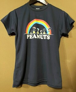 CR-6【セール!!】美品!!古着★SNOOPY スヌーピー PEANUTS★ポリ素材Tシャツ★ダークネイビー★サイズ160