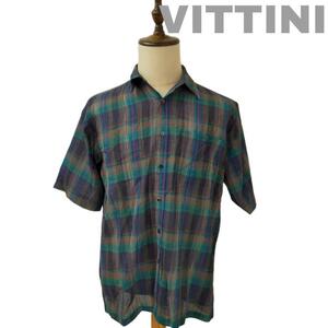 【最終値下げ】134 VITTINI ヴィッティーニ チェック シャツ グリーン Lサイズ 軽量 古着 vintage ヴィンテージ 90s 80s 