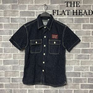 THE FLAT HEAD フラットヘッド ウォバッシュストライプ 半袖ワークシャツ 38 ワッペン
