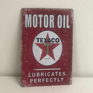 ブリキ看板 ★TEXACO MOTOR OIL 送料無料　新品　ガレージ　インテリア　男前　アメリカ　古着　ハーレー　アメ車　レトロ バイカー