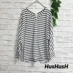 ♡【HusHusH】ハッシュアッシュ (M) カットソー Vネック ボーダー