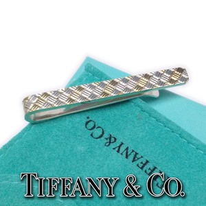 【美品】ティファニー タイピン コンビ K18YG/Ag925 TIFFANY チェッカーデザイン 箱 保存袋 ap8969【一撃即決】