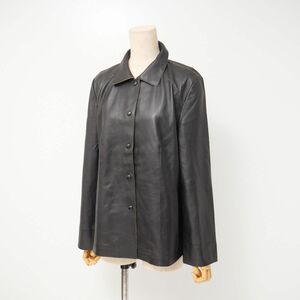 TI0720●レリアン/Leilian*羊革*ラムレザー*レザーコート*ジャケット*本革*リアルレザー*size13*ブラック