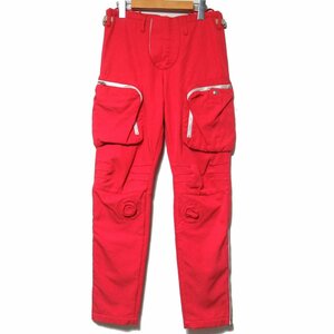 美品 FUMIKA UCHIDA フミカウチダ GABARDINE OVERWATER PANTS コットンシルク ミリタリー デザイン カーゴパンツ FU-P-PT001 36 レッド