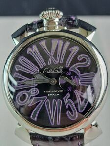 GaGa MILANO ガガミラノ マヌアーレ48　manuale48MM ブラック バイオレット 純正レザーベルト 腕時計 稼働品 ギャラ有り