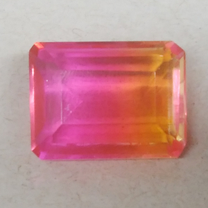 [13.86 ct] バイカラー 合成トルマリン エメラルドカット ルース 宝石 ジュエリー