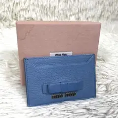 美品‼️miumiu ミュウミュウ リボン カードケース 5MC208 レザー