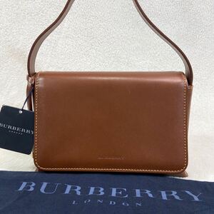 新品　デッドストック　BURBERRY バーバリー　レザー　本革　ミニハンドバッグ　パーティーバッグ　ブラウン　茶