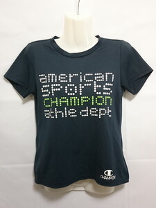 古着 レディースM Champion/チャンピオン Tシャツ ポリエステル 吸汗速乾 スポーツ ジョギング トレーニング ランニング ネイビー CLM4312