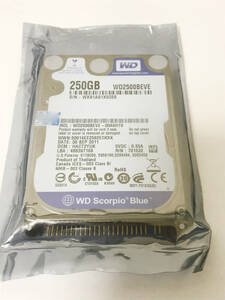 ★新品同様★ 使用0時間 ★ WesternDigital WD2500BEVE ScorpioBlue 2.5inch 5400rpm IDE 250GB 