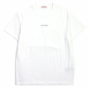 極美品▼VALENTINO ヴァレンティノ 3V5MG10V738 コットン ロゴプリント クルーネック 半袖Ｔシャツ ホワイト S イタリア製 正規品 メンズ