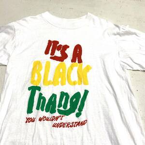 USA古着 80s プリント Tシャツ Lサイズ ブラックカルチャー / 白 アメリカ ヴィンテージ メッセージ 半袖 VINTAGE 黒人 80年代