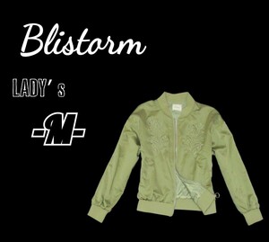 送料込み レディースM◇Blistorm◇刺繍デザインノーカラージャケット　ボンバージャケット