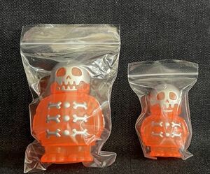 2体セット SKULL TOYS ドクロ兄弟 クリア オレンジ 頭蓋玩具 スカルトイズ スーフェス 限定 ソフビ リアルヘッド gocco堂 PDS R×H