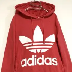 adidas ビッグロゴ スウェット トレーナー ピンクレッド M