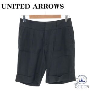 UNITED ARROWS ユナイテッドアローズ ショートパンツ 短パン レディース ブラック 38 日本製 901-2892 送料無料 古着