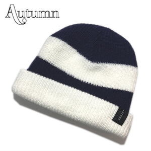 ☆AUTUMN [FREEサイズ] ATS20 SIMPLE RUGBY BEANIE NAVY カラー:NAVY ビーニー ニット帽 キャップ スノーボード スノボ スキー