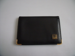 $ 美品 $ ◆　dunhill ◆ ダンヒル ◆ ロゴ金具 カーフ レザー製 ◆ カードケース 名刺入れ ◆　黒 ブラック系 ◆ 送料無料！！