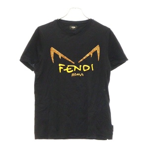 FENDI フェンディ スパンコールディアボリックアイズ 半袖カットソー 半袖Tシャツ ブラック/ゴールド FY0894