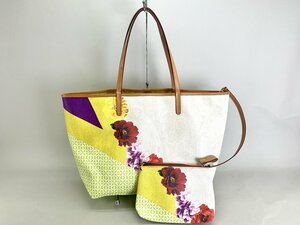 【1円スタート】ETRO エトロ トートバッグ ペイズリー柄 花　 PVCレザー ポーチ付き　[03-3766