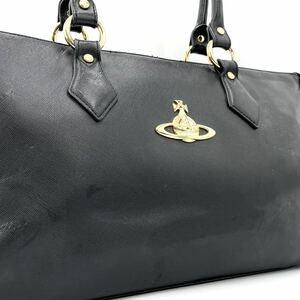 1円《 正規品 》Vivienne Westwood ヴィヴィアン 金オーブ ビジネスバッグ トートバッグ ブラック 黒 A4 PC収納◎ 肩掛け 金具 オーブ柄