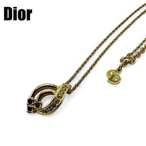 1円〜【美品】Dior　ディオール　ネックレス　レディース　ゴールド　ラインストーン