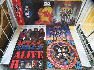 【中古】LPレコード　KISS キッス関連7点セット　ALIVE II/DESTROYER/LOVE GUN/エース・フレーリー他　難あり　1円～【LPレコード】J3 T812