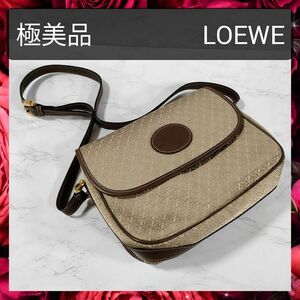 極美品 送料無料 LOEWE ロエベ ニューロード クロスボディ ショルダーバッグ 斜め掛けかばん キャンバス×レザー ベージュ 匿名配送